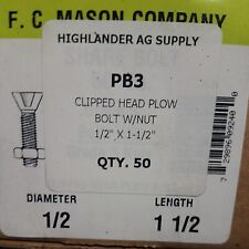 F.C. Mason PB3, 1/2 x 1-1/2" Clipped Head Plow Bolt With Nuts - Jackson - US"