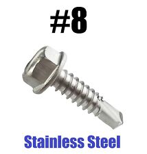 #8 Hex Washer Head Self Drilling Sheet Metal Tek Screws 410 Stainless Steel - Redding - US