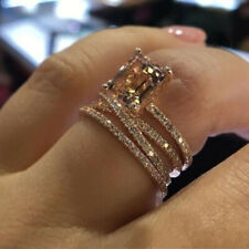 Princess Crisscross Zircon Engagement Rings Women Rose Gold Party Jewelry Gift