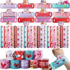 Kids Valentine's Day Gifts Cards with Slap Bracelet Animal Heart Snap Bracelet
