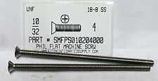 #10-32x4 Flat Head Phillips Machine Screws Stainless Steel (10) - Detroit - US
