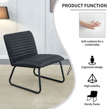 Black Minimalist Armless Sofa Chair Plush Cushion Backrest Paired Metal Legs - El Monte - US