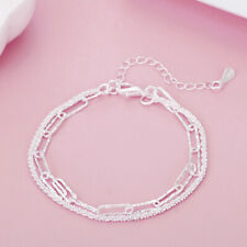 Fine 925 sterling Silver charms chain Bracelets for Women cute link Jewelry hot