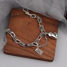 8 inch Vintage 925 Sterling Silver Bracelet Woman Fashion Personality Jewelry