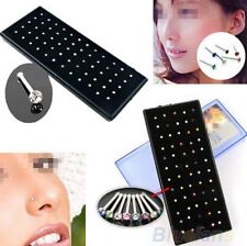 60Pcs Crystal Rhinestone Bone Stud Stainless Steel Body Piercing Nose Jewelry