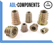 M4 M5 M6 M8 M10 THREADED HEX DRIVE INSERT FIXING TYPE D WOOD SCREW INSERTS NUTS