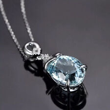 Luxury 925 Silver Necklace Pendant Women Cubic Zirconia Wedding Bridal Jewelry