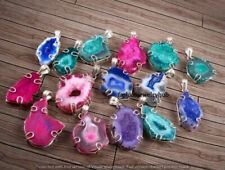 Druzy Quartz Gemstone Pendant 5pcs Wholesale Lot 925 Silver Plated Jewelry