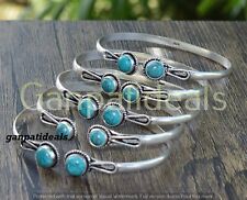 Bulk Sale !! Turquoise Gemstone Cuff Bangle 5pcs Lots 925 Silver Plated Jewelry