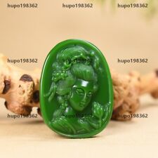 Jade Pendant beautiful women Jasper Natural jewelry Green Amulet statue