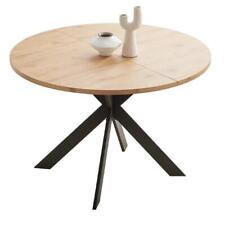 GOJANE Dining Table 46.4W Round Minimalist Modern MDF Top Carbon Steel Legs Oak - US"