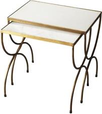 Nesting Tables BACCHUS Minimalist Distressed Gold Metalworks Gray Set 2 Marble - Toronto - Canada