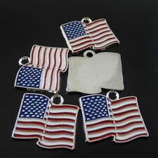 10 Enamel USA Flag Charm American Banner Pendant US Bracelet Jewelry DIY 24*22mm