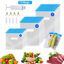 Reusable Hand Pump Sealer Saver Bag Vacuum Food Storage Zipper Bags BPA Free USA