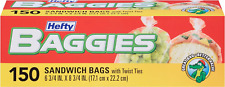 Baggies Food Storage Bags, Sandwich, Twist Tie, 150 Count