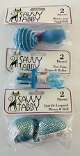 Savvy Tabby Cat Kitten Kitty Pet Toy Toys Mouse Mice Roller Ball 6 Toys BLUE - Wilmington - US