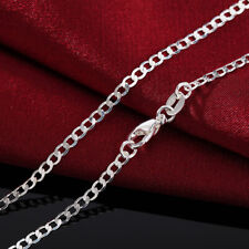 925 sterling Silver wedding 2MM flat chain Necklace Jewelry Fashion for pendant