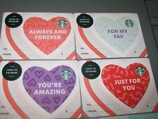 4 STARBUCKS GIFT CARDS 2021 VALENTINE'S DAY - BRAND NEW SET !
