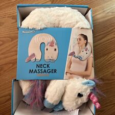 Health Touch Neck Massager Vibration White/Multicolor Unicorn Plush Polyester - Gilberton - US