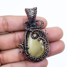 Banded Jasper Gemstone Handmade Copper Wire Wrapped Jewelry Pendant 2.2 PBA665"