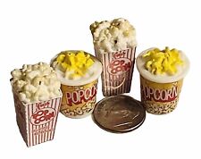 Barbi Dollhouse Miniature Food Mini Popcorn Buckets Boxes Bags Tiny Lot 👻🧲 4pc