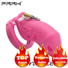 FRRK Pink Silicone Cage Silicone Male Chastity Device 5 Rings Wellness Product - CN