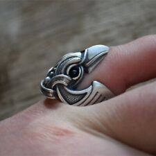 Viking Men Stainless Steel Raven Ring Norse Viking Scandinavian Pagan Crow Ring