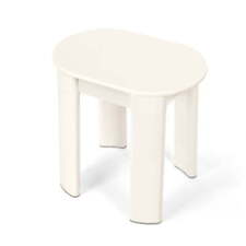 Minimalist Low Small Plastic Round Stool, White,Stackable & Space Saving - Baldwyn - US