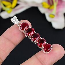 Garnet Gemstone Pendant Handmade Jewelry Antique 925 Sterling Silver Pendant