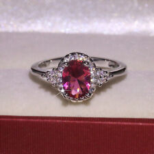 Women Elegant Luxurious Red Cubic Zirconia Wedding Jewelry Gifts Ring Size 6-10