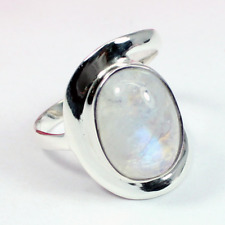 Natural Moonstone Gemstone 925 Sterling Silver Ring Handmade Jewelry Gift KB-18