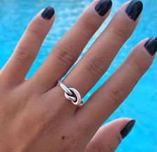 Knot Handmade Solid 925 Sterling Silver Ring Statement Silver Band For Men-Women