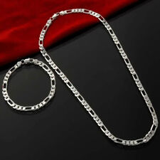 925 Sterling Silver 4mm Chain Set Bracelet & Necklace Jewelry For Men And Women