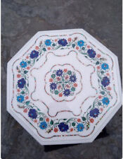 18'' white Marble Table Top Corner Coffee Antique mosaic Inlay home decor q16