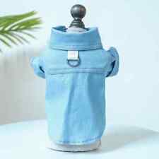 Pet Apparel Dog Spring Autumn Blue Denim Handsom Shirt With Drawstring Buckle - Toronto - Canada
