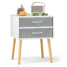 Nightstand with Drawer Modern White Night Stand with Solid Wood Legs Bedside ... - Bronx - US