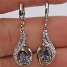 Mystic Topaz 925 Silver Gemstone Drop Dangle Earrings Women Girls Party Jewelry
