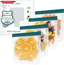 Reusable Gallon Freezer Bags, 4-Pack Reusable Ziplock Bags Silicone, Reusable Fo