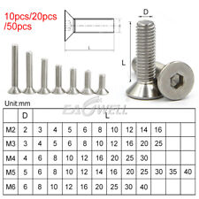 10-50PCS M2 M3 M4 M5 M6 Socket Hexagon Screws Flat Countersunk Flat Head Bolts - Jamaica - US