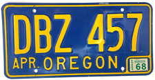 Vintage 1968 Oregon Auto License Plate Tag Garage Auto Wall Decor Collector