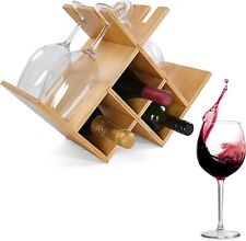 G Francis Countertop Wine Rack with Glass Holder - 3 Bottle Bamboo Wine... - Mumbai - India