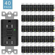 GFCI GFI Outlet 15 Amp Safety Receptacle LED Indicator TR WR with Plate Black×40 - South El Monte - US