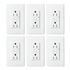 6 PK 15 Amp GFCI Wall Outlet Receptacle Tamper Resistant Duplex w/ LED Indicator - South El Monte - US
