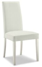 Sedia Imbottita In Ecopelle con Piedi in Legno, Colore Grigio- Bianco-Tortora