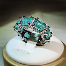 Paraiba Ring Jewelry Inlaid Aquamarine Topaz Ring Women's ring Heavy Industry