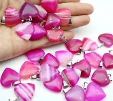 Wholesale 50pcs Rose Red Stripe Agate Heart Shape Charms Pendants Jewelry 20mm