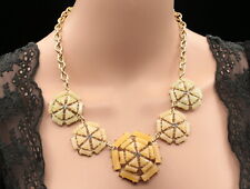 Accessory9 cream lucite Hexagon collar statement gold plate necklace jewelry S28