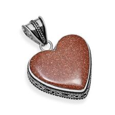 Goldstone Handmade Heart Shape Antique Design Pendant Jewelry NP 010