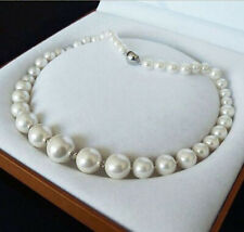 Genuine 6-14mm White Shell Pearl Round Jewelry Necklace 18（Not real pearls）"