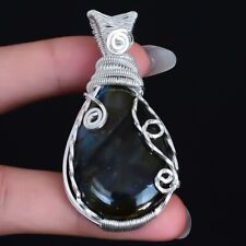Labradorite Gemstone Handmade Silver Wire Wrapped Jewelry Pendant 2.2 PRBS135"